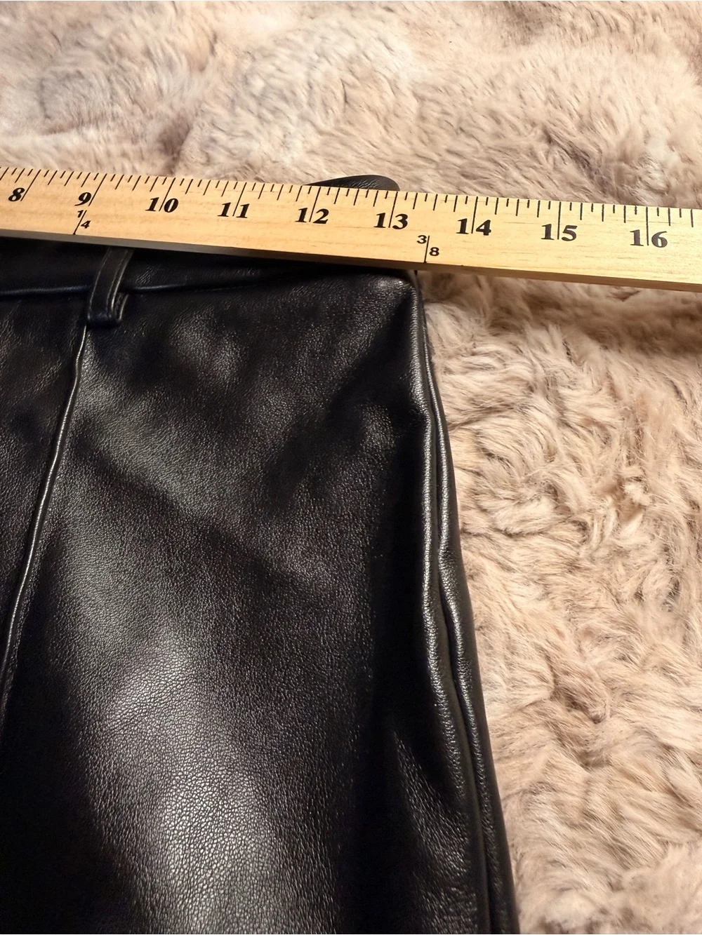 Boa Because Of Alice Black Faux Leather High Rise Wide Leg Pintuck Pants S